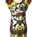 Ted Baker  Black Jersey Knit Abstract Floral Print Crew Neck Sheath‎ Dress Size S Photo 0