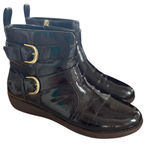 FitFlop  Laila Double Buckle Patent Leather "Berry" Dark Purple Brown Ankle Boots Photo 0