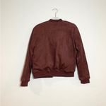 Black Swan Maroon / Purple Suede Bomber Jacket Photo 2