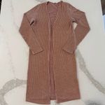 Urban Rose Long Duster Striped Lightweight Cardigan Sweater Womens Small Rust Photo 0