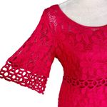Laundry by Shelli Segal Dress 8 Red Lace Lined Floral Photo 4