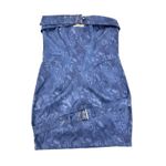 EGO  - Bandeau Buckle Detail Bodycon Mini Dress in Acid Wash Blue Photo 0