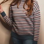Mustard Seed Long Sleeve Striped Multi Knit Turtleneck Sweater - Gray/Pink Small Photo 3