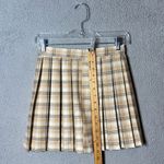 Cali 1850 Skirt Women XS Tan Plaid Flat Front Mini School Girl Preppy Academia Photo 4