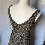 Maggy London Maggie London size 4 Midi Python A-Line Silk Dress Animal Print Olive Green Photo 2