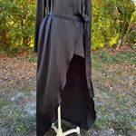 For Love & Lemons X Jaime King La Lydia Black Satin High Slit Wrap Dress Size S Photo 2