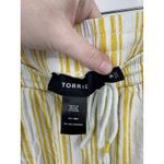 Torrid  Pull On Wide Leg Striped Linen Blend Pants Women 1R XL Yellow White Beach Photo 3