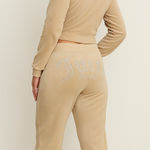 Juicy Couture X Forever 21 Pants Womens XSmall Tan Velour On Jogger Bling Y2K Photo 0