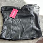 Edikted NWT  Black Leather Women's Faux Leather Zip Corset XS Photo 5