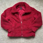 BDG Urban Outfitters Red Sherpa Zip-Up Coat Photo 0