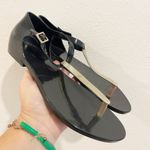 Melissa  Sandals Women Sz 6 Black Honey Chrome Jelly Metallic T-Strap Gold Photo 0