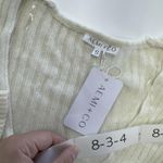 AEMI+CO Sweater Womens Small Cream Ribbed V Neck Pullover Long Sleeve Knit Soft Photo 2