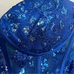 Ladivine By‎ Cinderella Divine Long Formal Mermaid Prom Ball Gown Size 8 Beaded Blue Photo 7