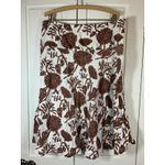 Gap Vtg Linen Skirt Womens 12 Brown Ruffle Coastal Floral Preppy Office Midi Photo 2