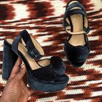 Antonio Melani  x Nicola Bathie Velvet Rose Navy Blue Platform Heels Pumps Ankle Strap-7M Photo 0