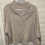 Hackwith Design House Elegant Striped Button Down Shirt White Size M Photo 0