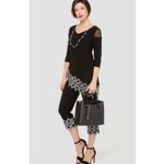 Joseph Ribkoff asymmetrical hem black with floral hem sz 10 Photo 1