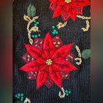 Womens Vintage Bobbie Brooks Christmas Poinsettias Beaded Embroidered Vest 18/20 Black Size 18W Photo 4