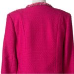 CAbi Blazer Tweed Ballroom Cropped Collarless Hot Pink Women’s Size Medium Photo 8