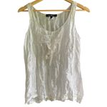 Lida Baday White Ruffled Sleeveless Tank Top Women's 10 Lace Sheer Silk Blend Photo 0
