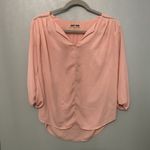 Pleione  Pink V Neck 3/4 Sleeve Blouse Top Womens Size S Photo 3