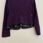 Laundry by Shelli Segal Faux Leather Trim Peplum Jacket Plum Purple Black Blazer Photo 10