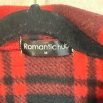 Stylish Red and Black Plaid Trench Coat Size M Photo 1