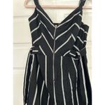 Black & White Buckle V-Neck Zip Front Woven Striped Jumpsuit Black/white size Small Photo 2