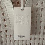 Grace Karin  White Hollow Out Cap Sleeve Lightweight Sweater Photo 9