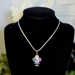 Silver Stainless Steel Multi Color Panda Bear Flower Pendant with Chain Neck… Photo 0