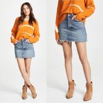 Free People We The Free • FP Rugged A-Line Denim Miniskirt raw hem frayed distressed Photo 3