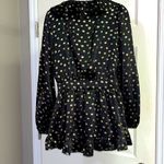 aeon Beautiful Black and Gold Metallic Blouse with Front Belt Photo 3
