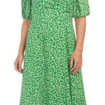 WAYF ‎ Floral Slit Leg Midi Dress M Green Photo 0