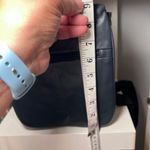 Travelon Navy Blue Leather Messenger Bag with Front Zip Pocket Photo 3