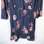 Collective Concepts XXL Dress Navy Blue Pink Floral Knee Length Faux Wrap 570 Photo 7