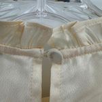 J.Crew Beige Satin High Neck Long Sleeve Ruffle Blouse Women's Size Small FLAW Photo 6