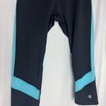 Champion  Women's cropped Leggings in Black and turquoise 
Medium Photo 1
