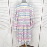 Destination 365 Floral V Neck Tiered Bell Sleeve Tunic Shift Dress White Multi Size M Photo 3