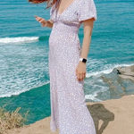 Auguste  Purple White Floral Printed Jumpsuit V-Neckline Dean Juliette US 10 Photo 0