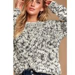 MINKPINK Harris White & Black Speck Printed Crewneck Sweater XS Photo 1