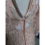 Vtg 1980s Night Vogue Peach 100% Silk Bead Embellished Long Sleeve Mini Dress M Orange Size M Photo 5