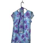 My Michelle  Floral Dress and Scarf Blue Purple White Midi Short‎ Sleeve Size 14 Photo 7