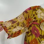 Massimo Dutti  Retro 70s Floral Silk Ruffled Blouse Women's Size 2 Photo 3