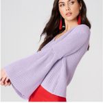 Free People Sweater V Neck Long Bell Sleeve Purple Knit Pullover S Photo 1