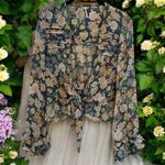Free People  Floral Sheer Ruffle Long Sleeve Tie Front Cardigan Size XS Photo 0