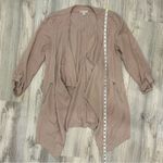 Eliane Rose  Open Blazer Jacket Tencel Beige Pink Roll Tab 3/4 Sleeve Size L Photo 2