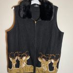 Vintage Lisa International Woman Reindeer‎ Vest Black Size XL Photo 8