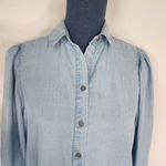 BeachLunchLounge Chambray Button Down Shirt Balloon Sleeves Photo 1