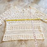 Holly Bracken crochet knit scoop neck cream short sleeve blouse top Photo 2