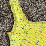 Forever 21 Yellow Floral Cropped Tank Top Photo 4